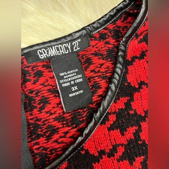 Gramercy 22 Knit 3/4 Sleeve Faux Leather Trimmed Zip Back Shift Dress sz 3X - Picture 3 of 7